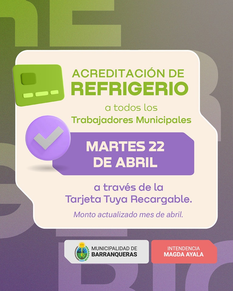 El Municipio de Barranqueras paga el refrigerio