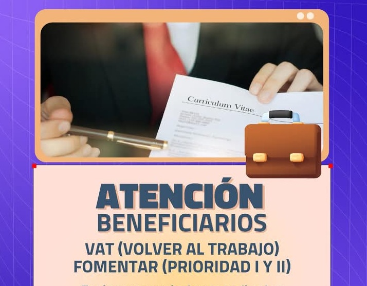 Se invita a los beneficiarios de los programas VAT y FOMENTAR a participar en acciones de entrenamiento laboral