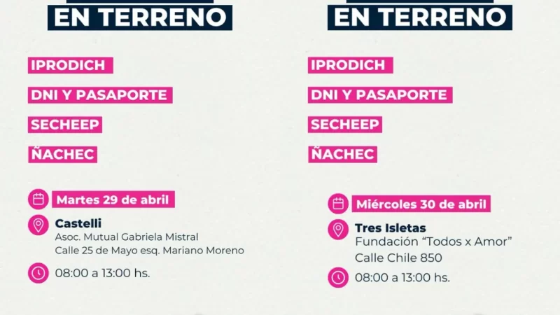 El operativo integral en terreno llega a Castelli y Tres Isletas