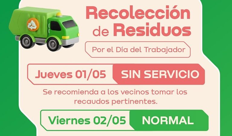 Este jueves no hay recolección de residuos en Barranqueras