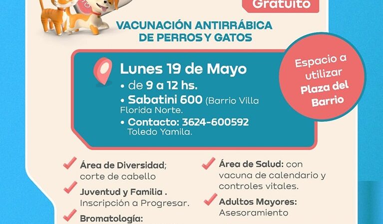 Vacunación antirrábica para perros y gatos en Barranqueras