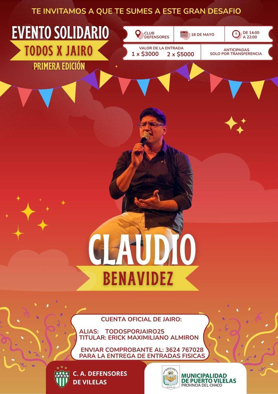 La Municipalidad de Vilelas invita y apoya el evento «Todos por Jairo»