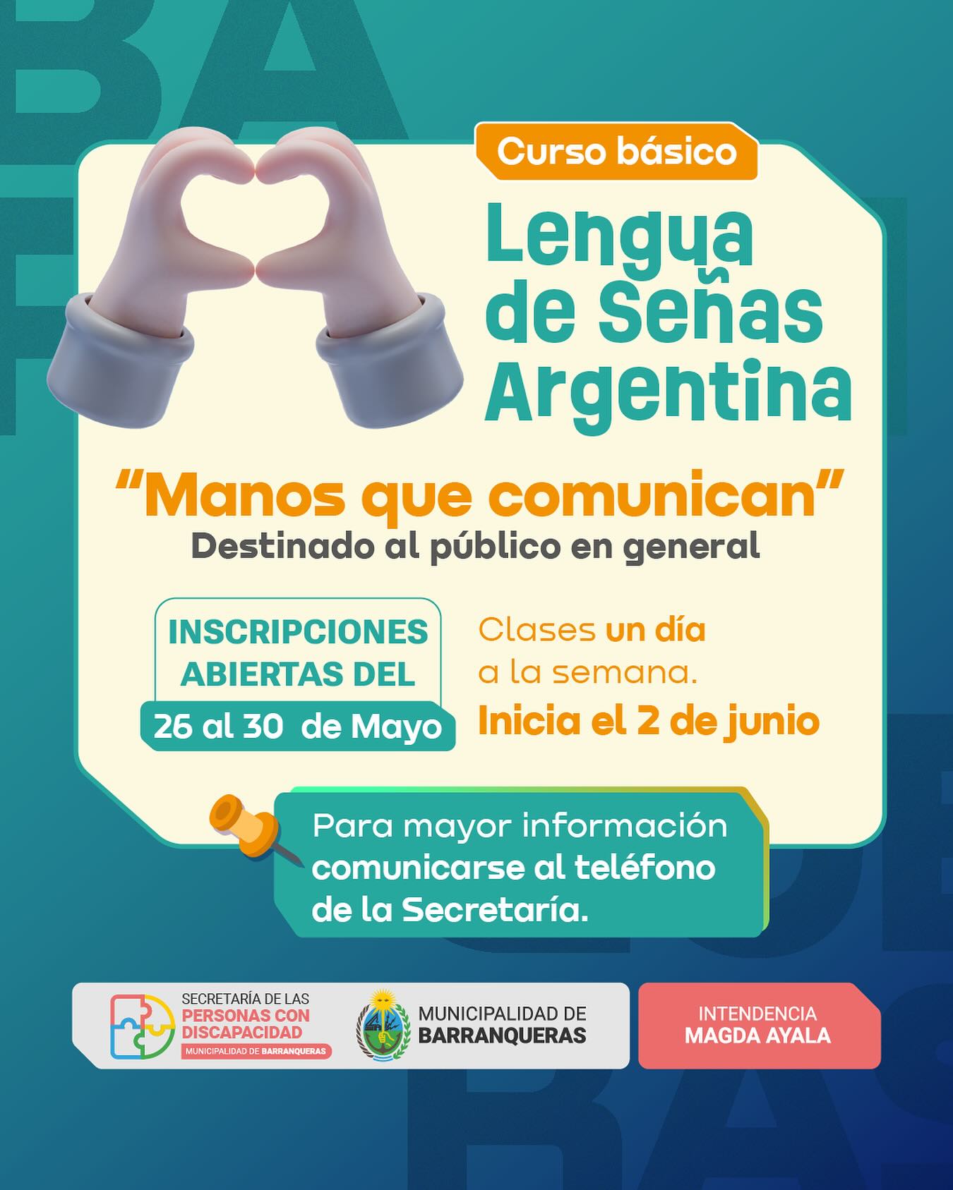 Inscripción abierta para el curso de Lengua de Señas Argentinas en Barranqueras