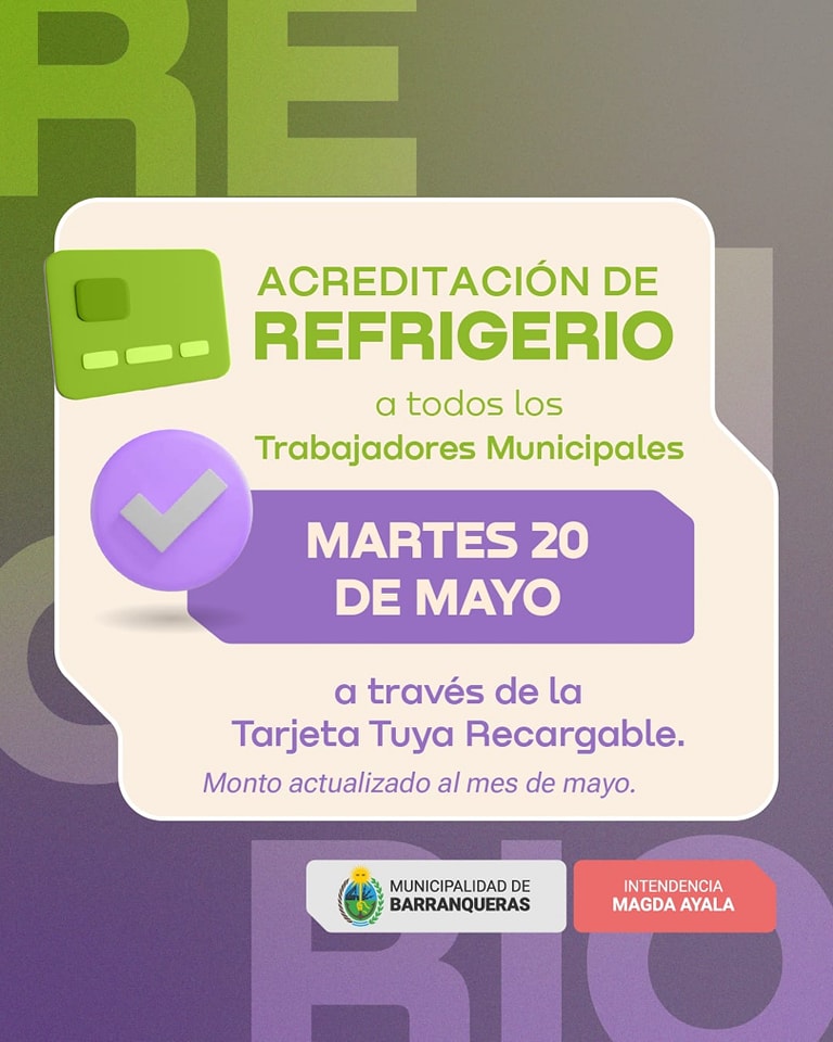 Hoy se acredita el refrigerio para los empleados municipales de Barranqueras