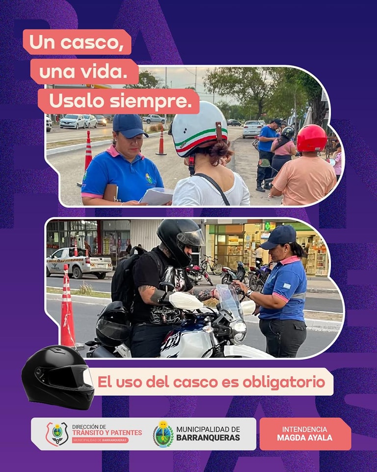 «El casco salva vidas» un mensaje de la Municipalidad de Barranqueras