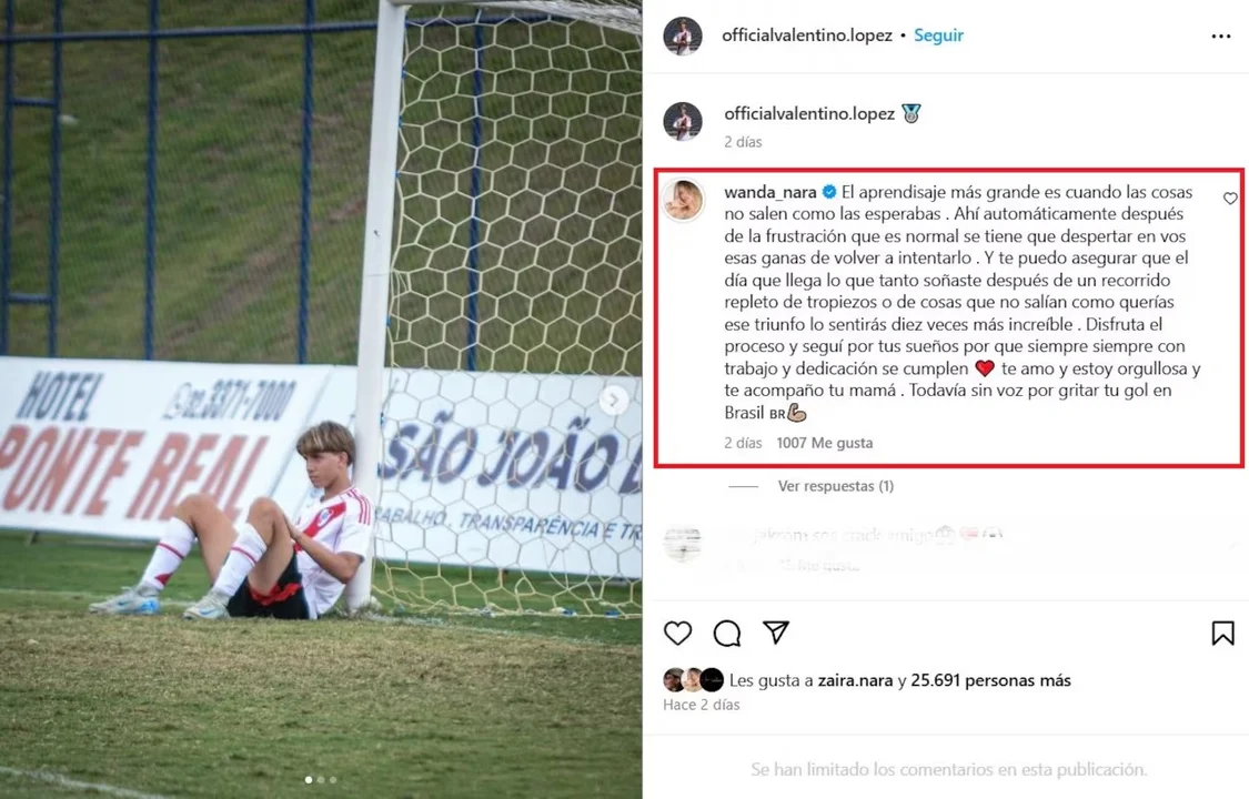 El mensaje de Wanda a su hijo mayor: “El aprendizaje más grande es cuando las cosas no salen”