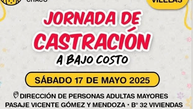 Se realizará una Jornada de castración a bajo costo en Vilelas