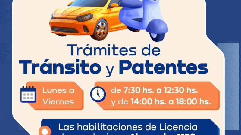 La Municipalidad de Barranqueras informa sobre los horarios para realizar trámites de tránsito y patentes