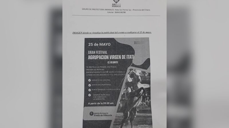 Quitilipi: repudian la jineteada y otros espectáculos con animales previstos para el 25 de Mayo