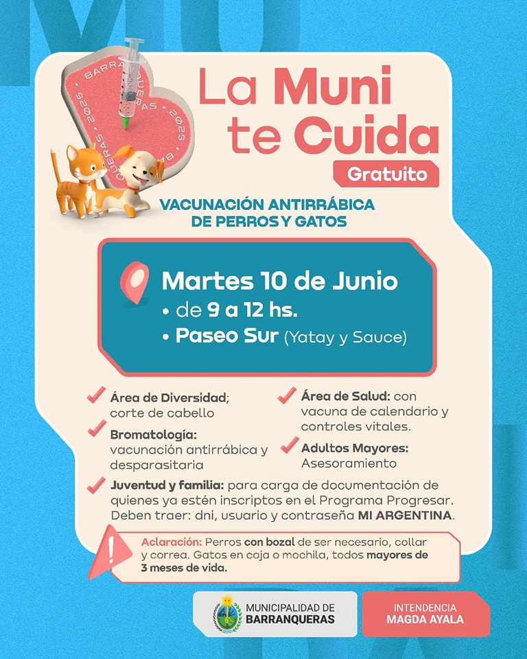 «La Muni te Cuida» con operativo de vacunación para mascotas