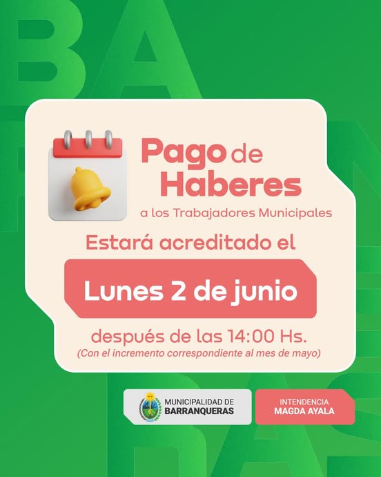 Acreditación de salarios con aumento correspondiente al mes de mayo