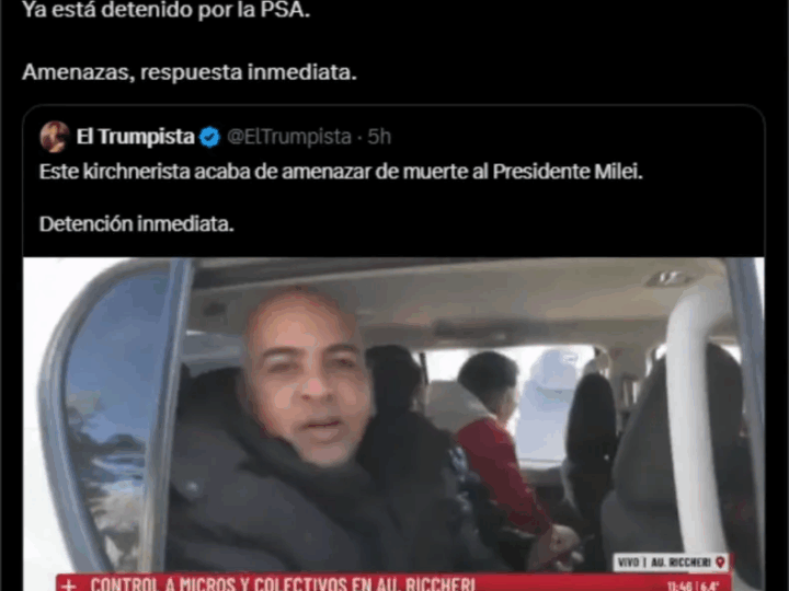 Detienen a un militante por amenazar de muerte a Javier Milei durante una marcha
