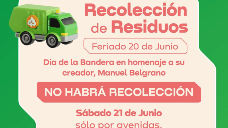 Barranqueras: no habrá recolección de residuos durante el feriado del 20 de junio