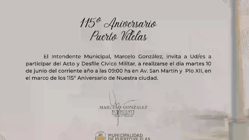 Puerto Vilelas se prepara para celebrar su 115° Aniversario con un emotivo Acto y Desfile Cívico-Militar