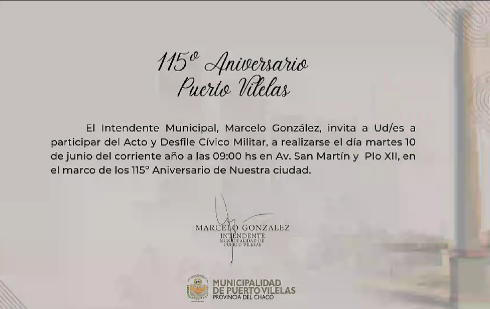 Puerto Vilelas se prepara para celebrar su 115° Aniversario con un emotivo Acto y Desfile Cívico-Militar